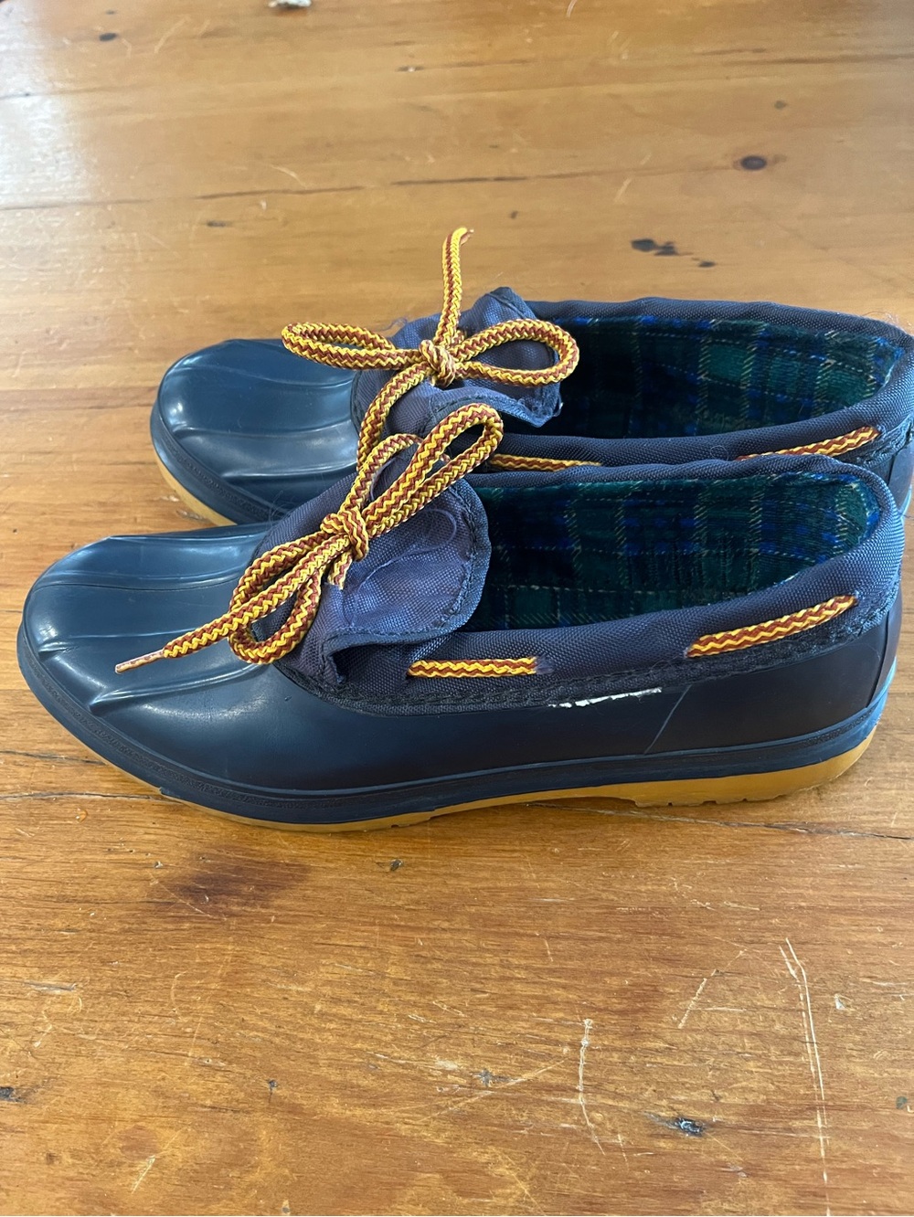 Vintage Kamik Made in Canada Rubber and Nylon Flannel-Lined Navy Blue Duck Shoes - Picture 2 of 10